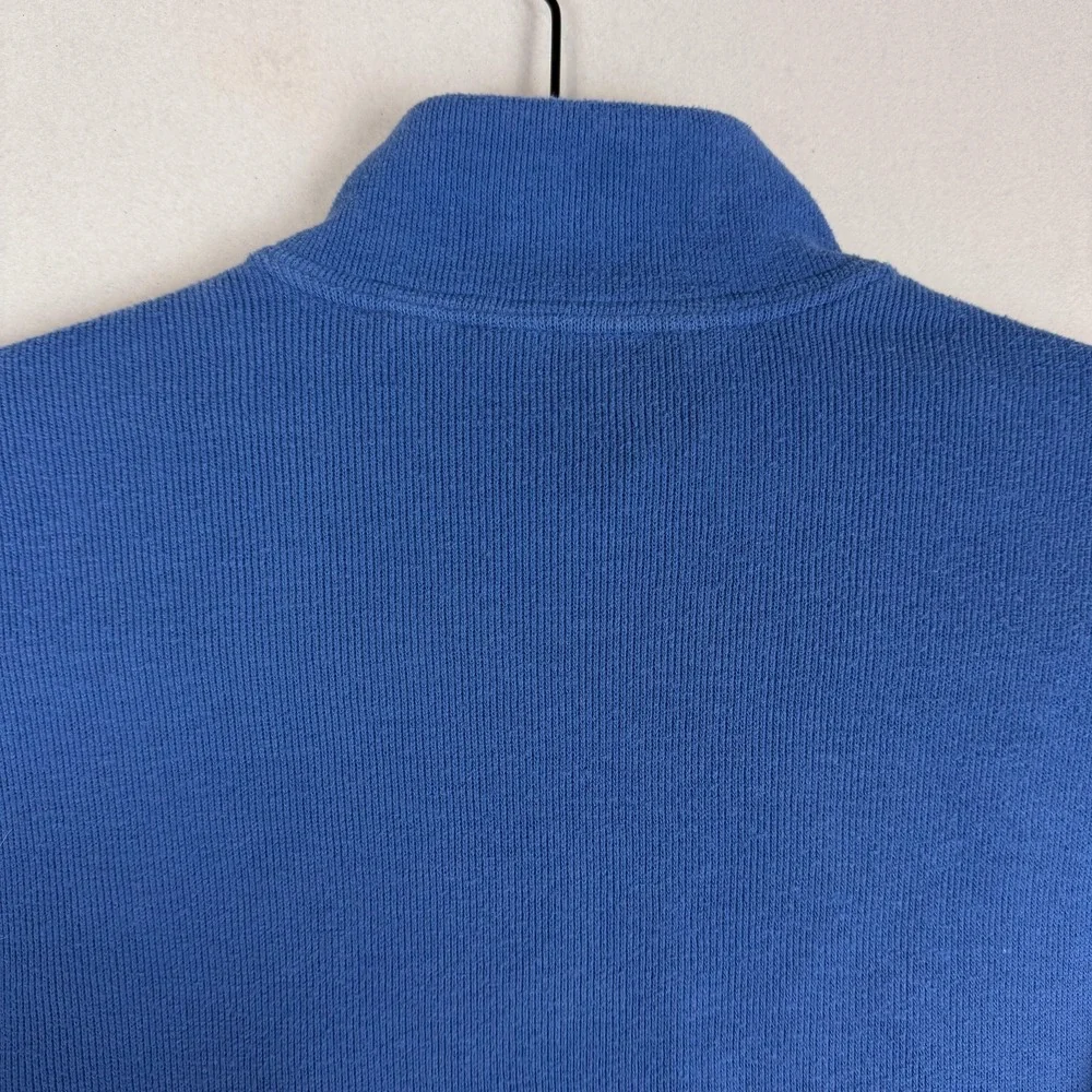 Lands' End Sweater Mens Small Blue 1/4 Zip Mock Neck Knit Pullover‎ Cotton Blend